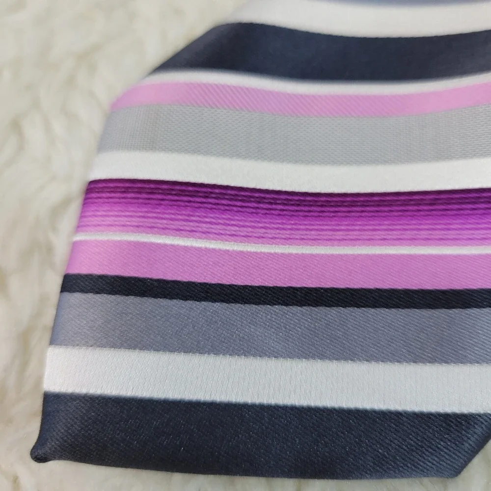 Stafford Striped Necktie Men's Pink Gray White Print Wedding‎ Suit Polyester Tie
